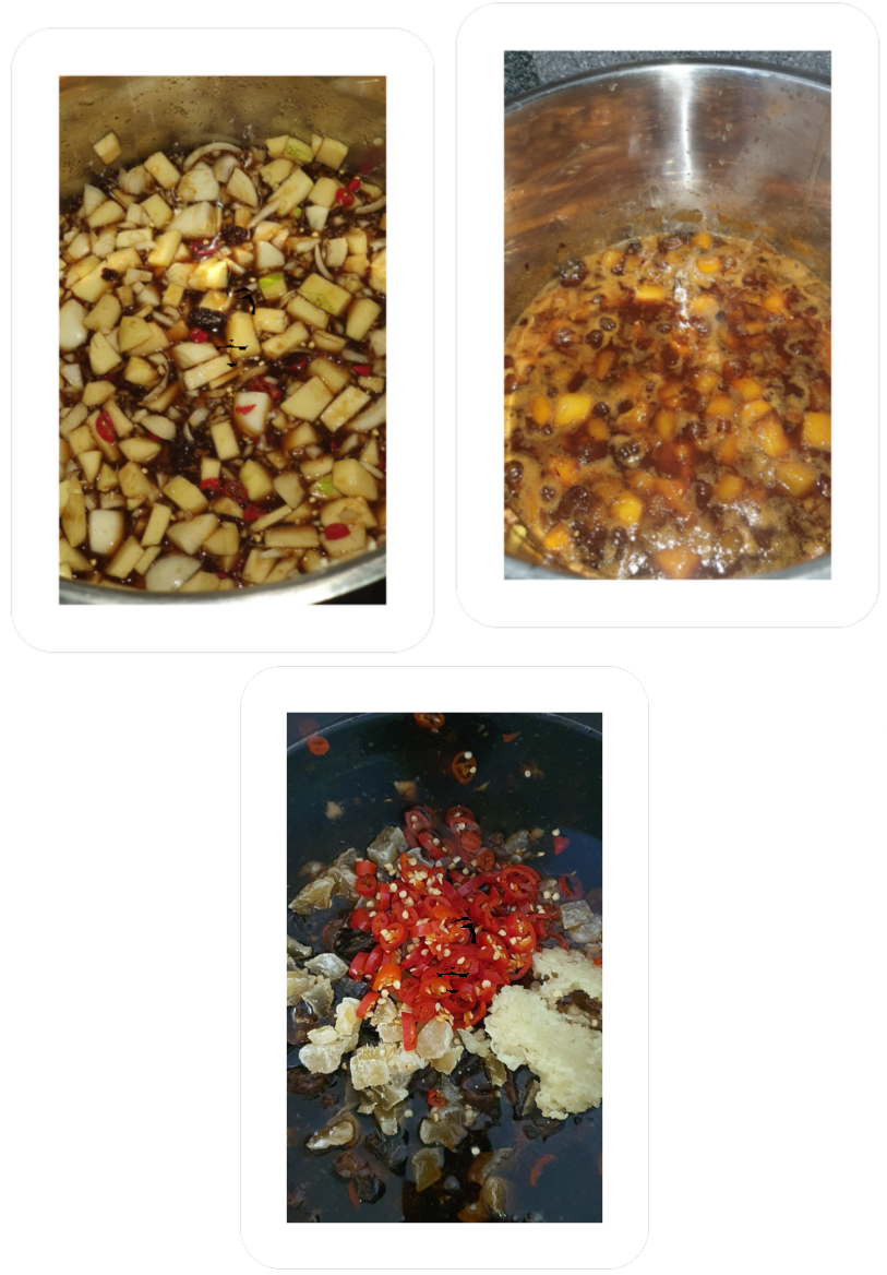Collage of progress photos throughout the cooking